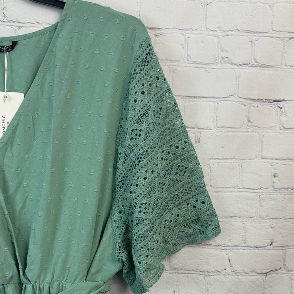 BloomChic Green Midi Dress with Lace Accents Plus Size 5X - Picture 3 of 8